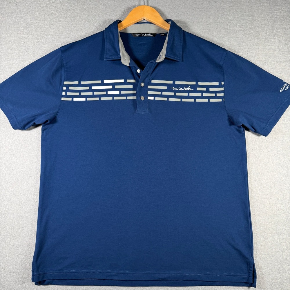 TravisMathew Mens XXL Navy Blue Indian Wells Golf Resort Pima Blend Polo Shirt